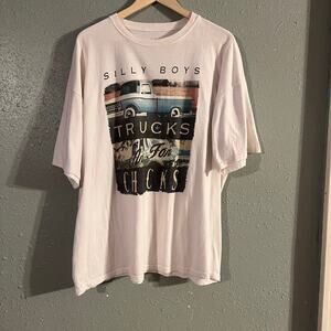 Womens 2X "Silly Boys Trucks Are For Chicks" T Shirt White T shirt Vintage Chevy